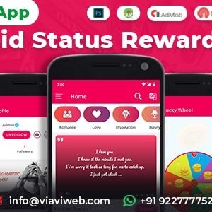 Android Status App With Reward Point (Lucky Wheel, Video, GIF, Quotes  Image)
