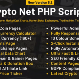 Crypto Net - CoinMarketCap, Prices, Chart, Exchanges, Crypto Tracker, Calculator  Ticker PHP Script 5.5