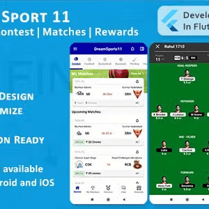 Dream Sports 11 - Fantasy, Contest, Matches, Rewards - Flutter Mobile UI Template/Kit (Android, iOS)