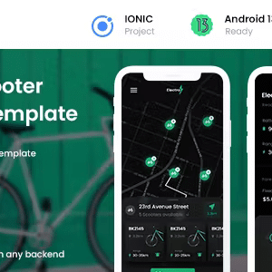Electric Bicycle / Scooter on Rent App Android App template + iOS App Template | IONIC 6 | Electra