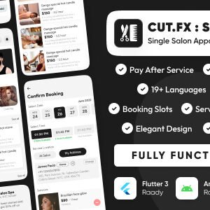 Single Cutfx : Salon Appointment Booking System with Salon Admin & Mobile App | Laravel & Flutter