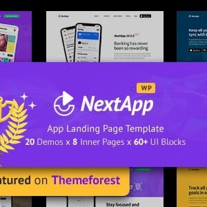 App Landing Page WordPress Theme for Mobile Application Software Design  Development Site - Nextapp