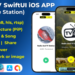 Radio & TV SwiftUI APP, Radio iOS and TV iOS 18, Live TV, iOS App Template (Single Station)