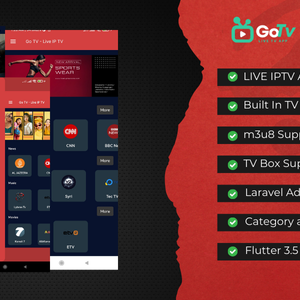 Go TV Live TV App Uisng Flutter for Android & IOS , TV Box with admin panel 1.0.2